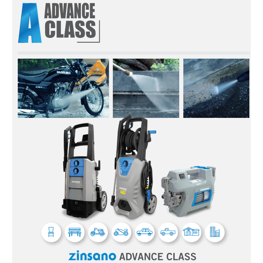 ZINSANO เครื่องฉีดน้ำแรงดันสูง AD Series 110,140,160,180 บาร์ | Induction motor ทนทาน งานมืออาชีพ thumbnail 3