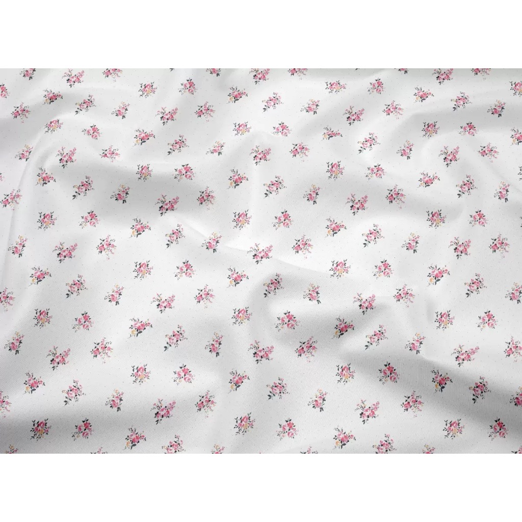 ผ้าคอตตอน 100% คอตตอนทอทวิล ผ้าเมตร ตัดขายเป็นเมตร ผ้าหน้ากว้าง 1.6 เมตร ลายกุหลาบ