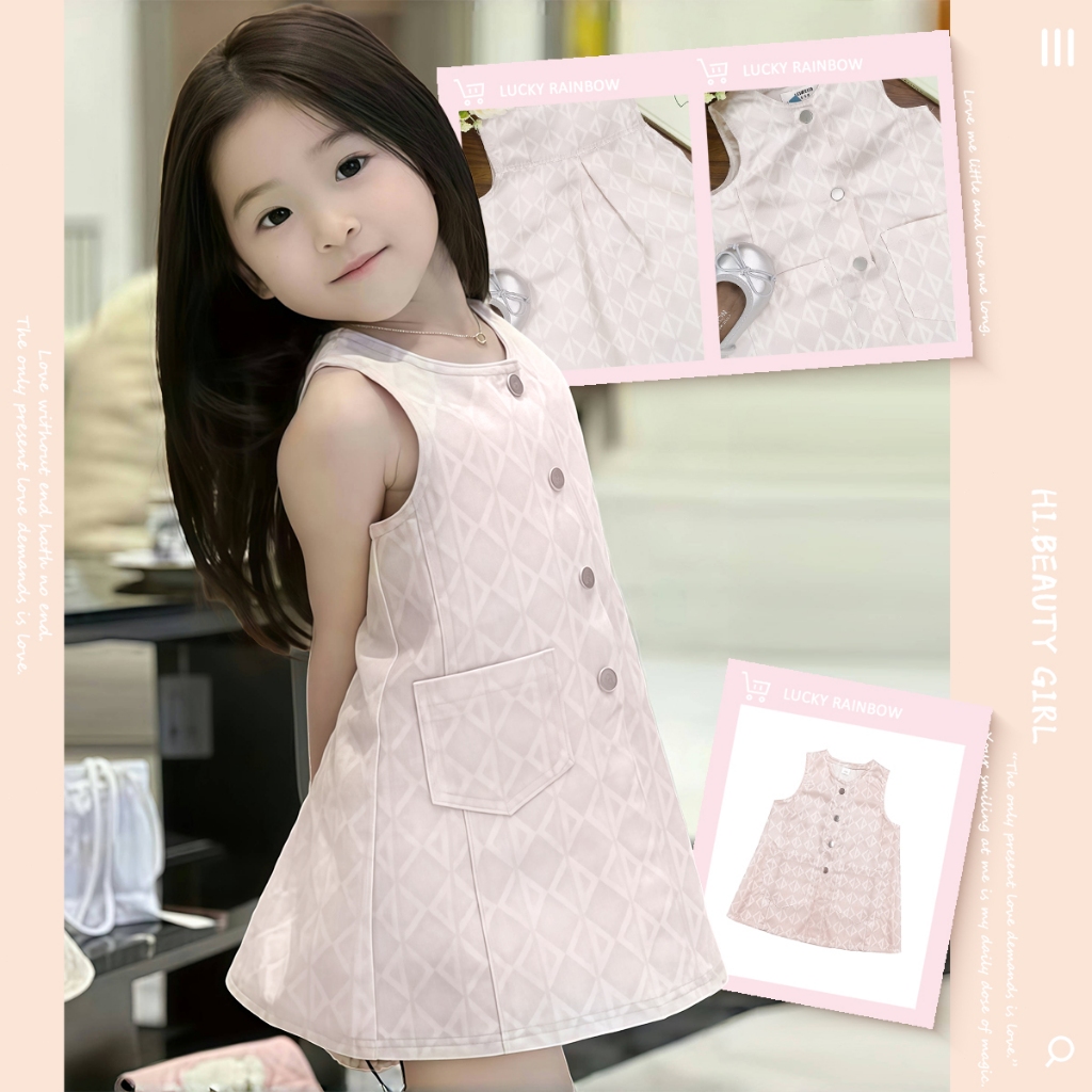 [จัดส่งวันนี้] เดรสเด็ก ชุดเด็กผู้หญิง ชุดเดรสเด็กแขนกุด สไตล์เกาหลี แขนกุด สำหรับเด็กผู้หญิง 2-12 ปี