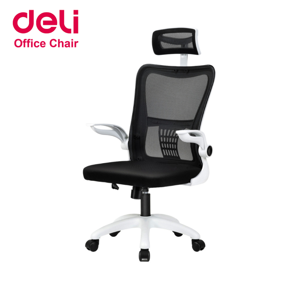 Deli เก้าอี้สำนักงาน เก้าอี้ออฟฟิศ นั่งสบาย ปรับความสูง 10 cm. ที่วางแขนพับได้ Office Chair