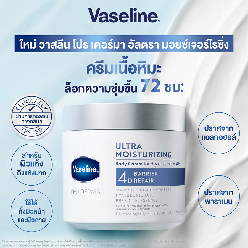 วาสลีน โปร เดอร์มา อัลตรา มอยซ์เจอร์ไรซิ่ง บอดี้ ครีม4 360 กรัม / Yves rocher Hand cream / Yves roch