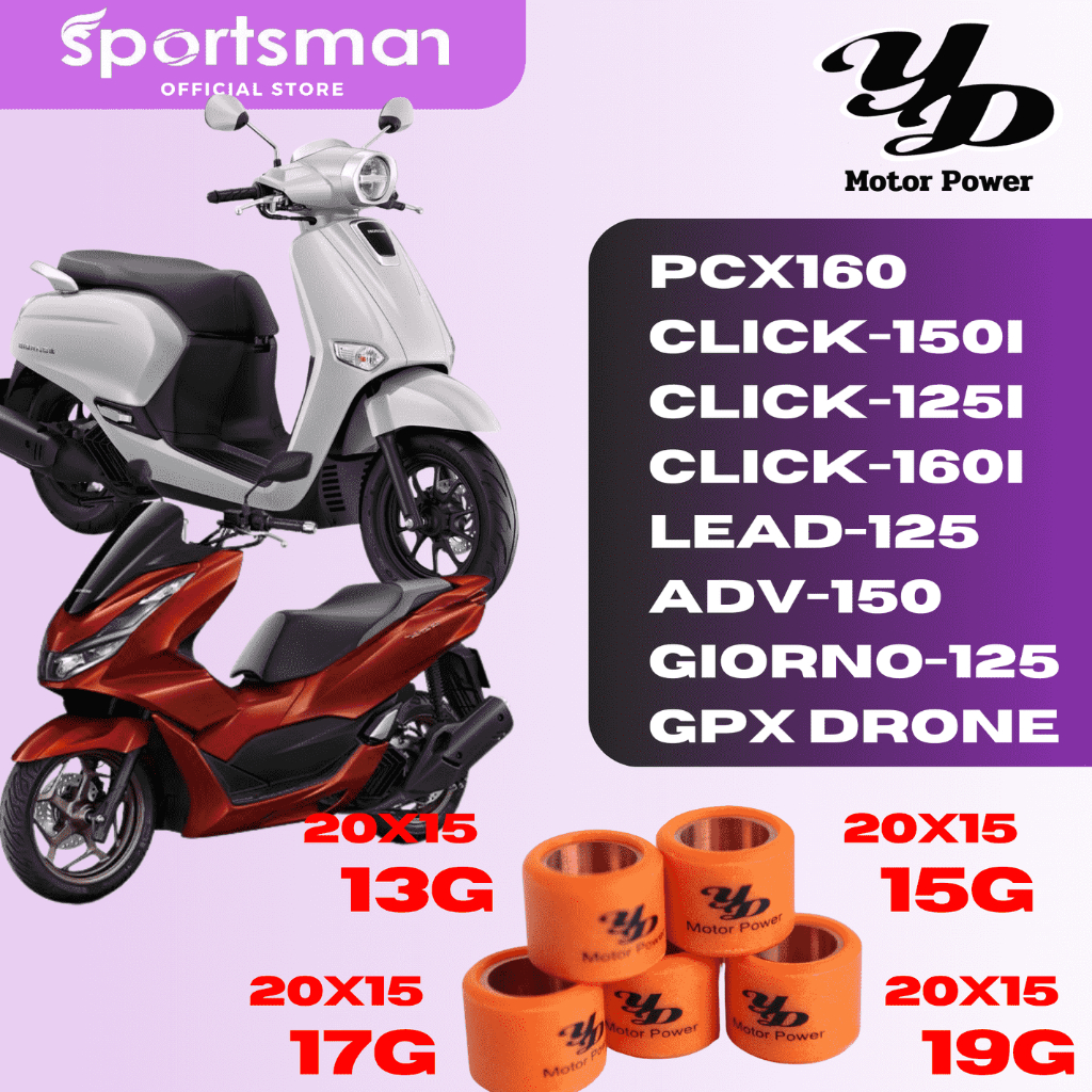 เม็ดตุ้มถ่วงน้ำหนัก ชามเดิม เม็ดเทปล่อน  PCX160 Click-150i Click-125i Click-160i Lead-125 ADV-150 Giorno-125 GPX Drone
