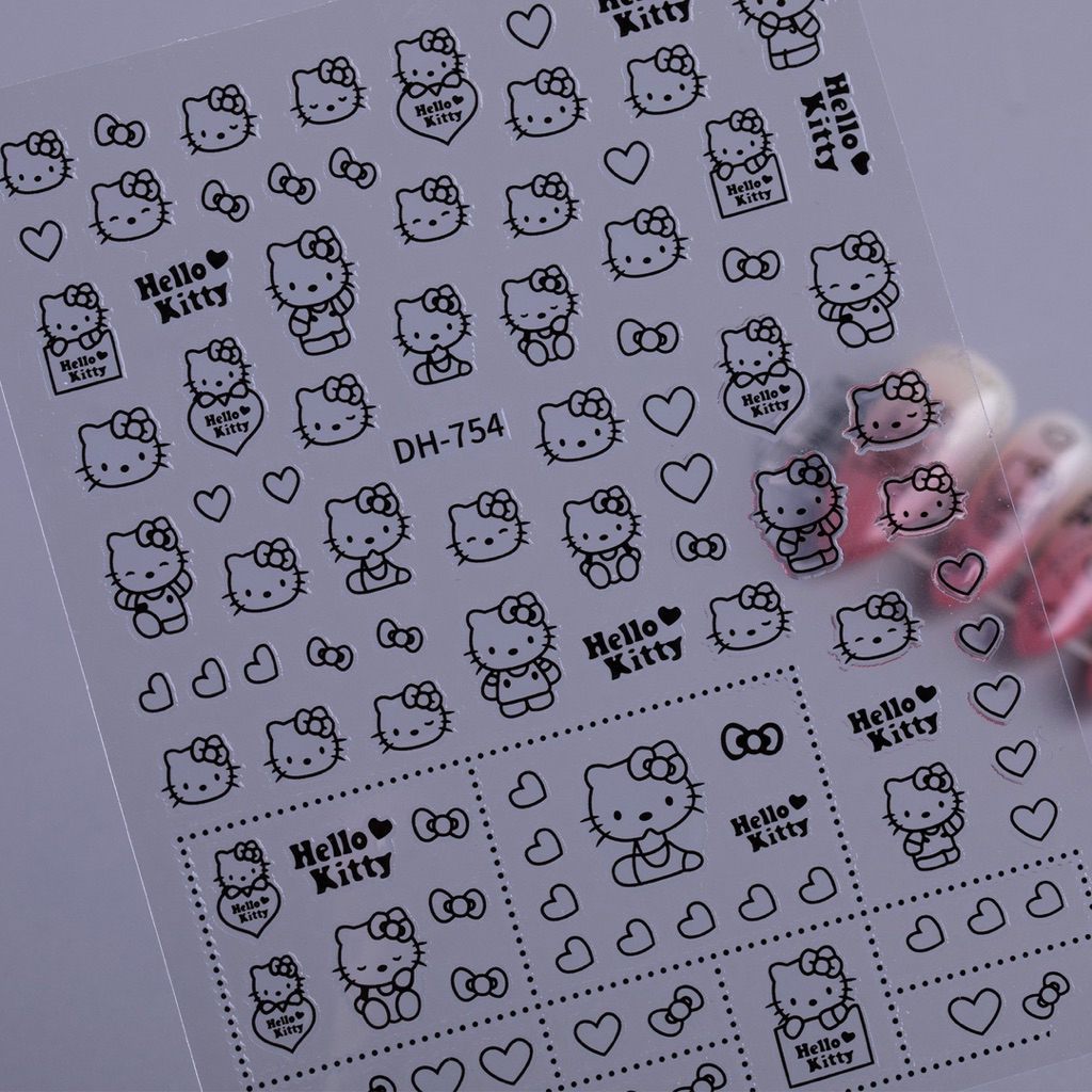 สติกเกอร์ติดเล็บ ลายคิตตี้ น่ารัก 3D มี4สีให้เลือก สินค้าพร้อมส่ง