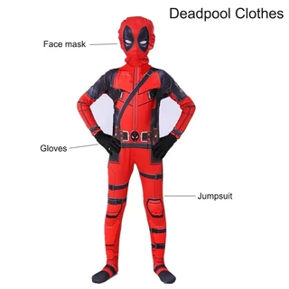 ชุดจั๊มสูทคอสเพลย์ Deadpool Superhero สําหรับเด็ก Deadpool Coslay ฮาโลวีน รุ่นสําหรับของขวัญเด็กอะนิเมะการ์ตูน