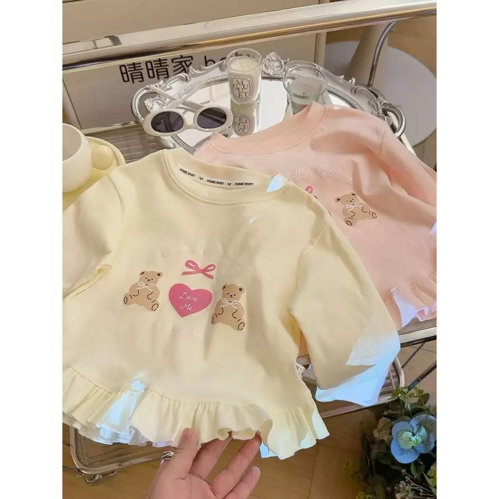 เสื้อแขนยาวแต่งระบาย ลูกสาวใส่น่ารักกมากก งานมี2สี