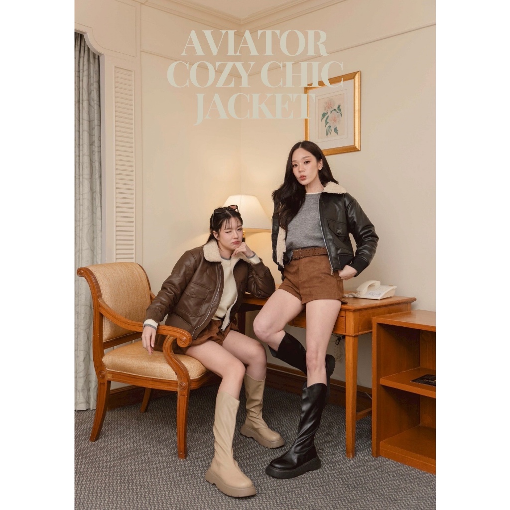 J06 Aviator Cozy Chic Jacket (แจ็คเก็ตหนังบุขน)