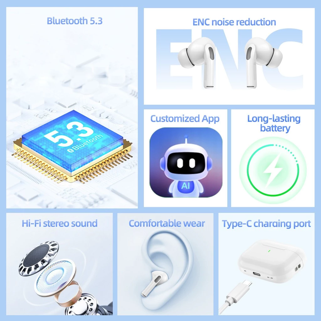 BEGD R6 หูฟัง Bluetooth 5.3 ไร้สาย เชื่อมต่อ 2 อุปกรณ์พร้อมกัน thumbnail 8