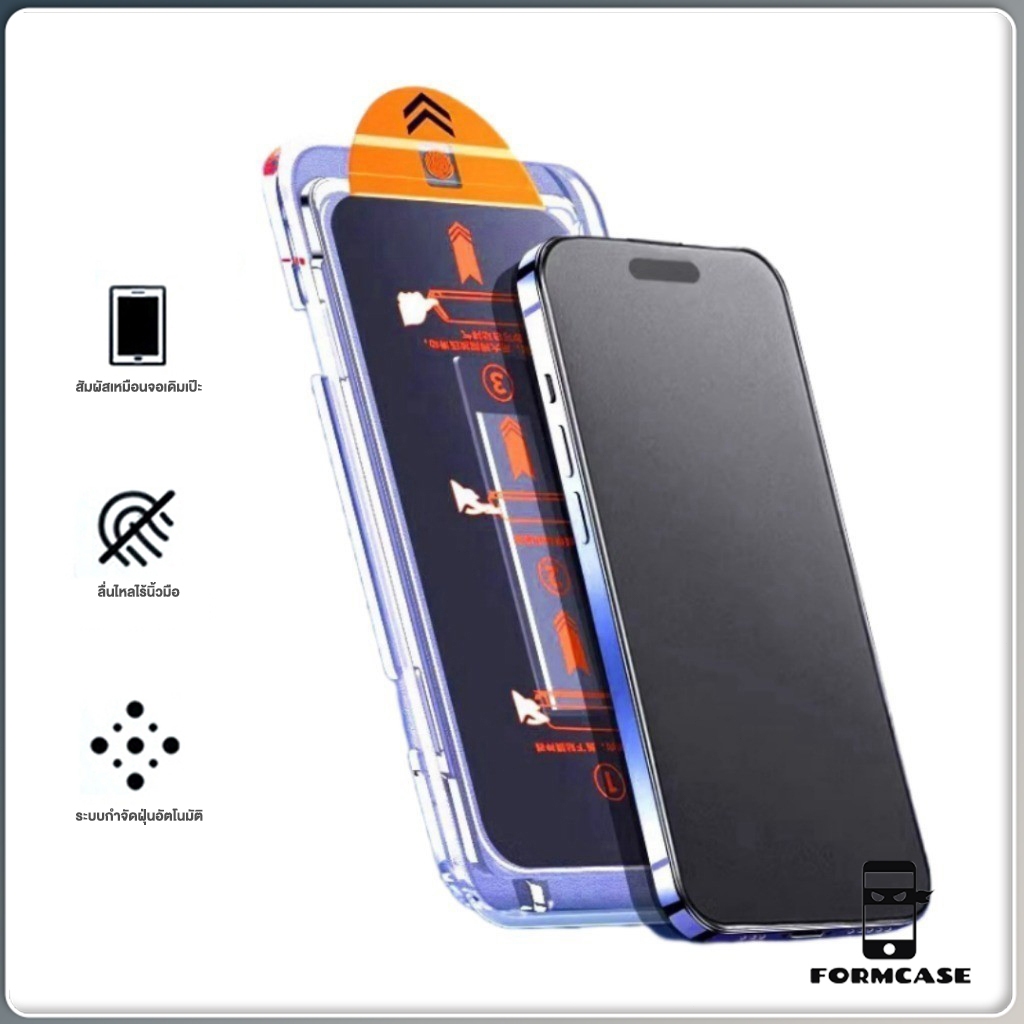 ทำความสะอาดฝุ่นโดยอัตโนมัติ ฟิล์มกระจก iphone สำหรับ16 11 12 13 15 14promax ติดง่าย แบบเต็มจอ HD 14/15plus/7 8plus/XR X