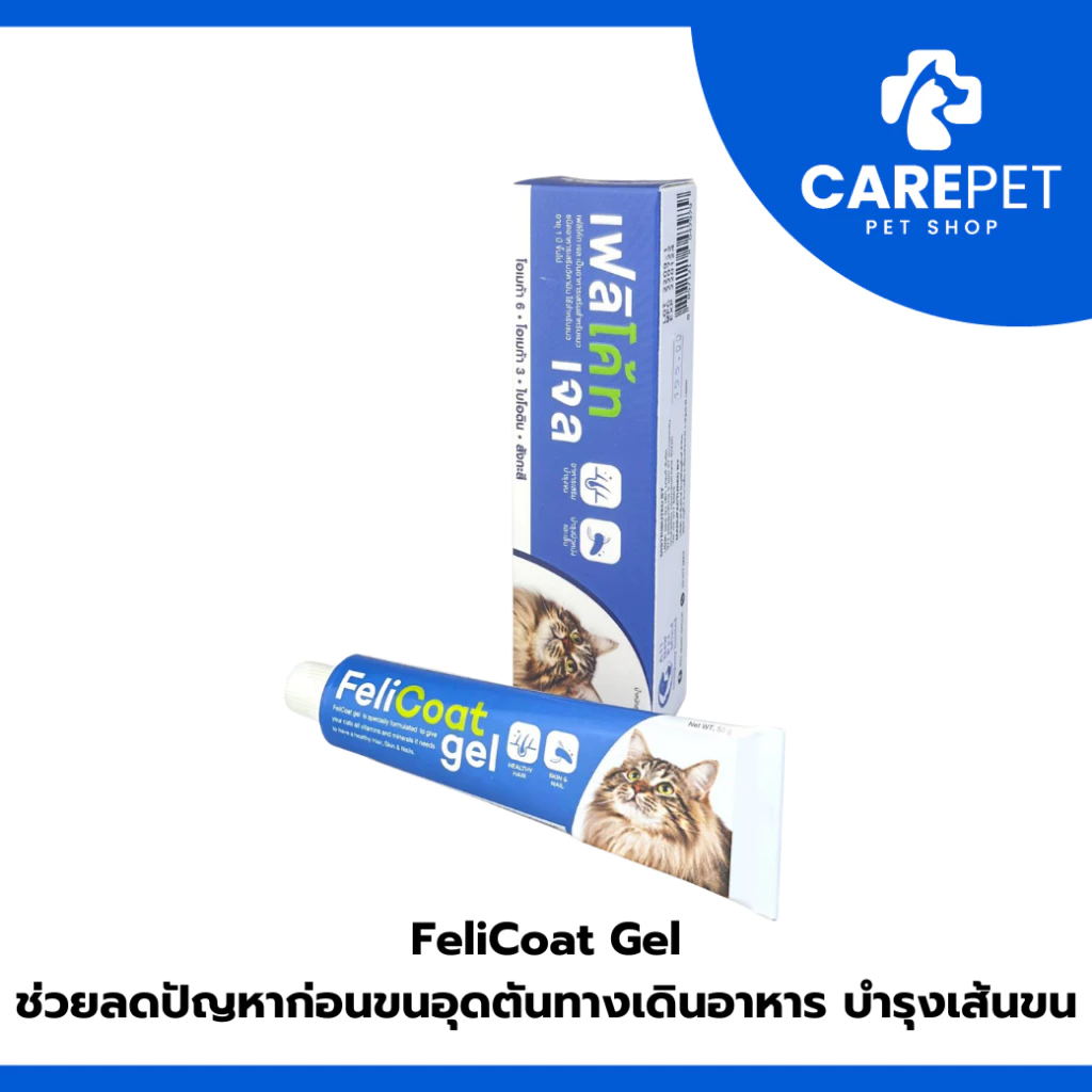 FeliCoat Gel อาหารเสริมแมว วิตามินสำหรับแมว บำรุงขน ผิวหนัง และเล็บ สำหรับแมวอายุ 1 ปีขึ้นไป
