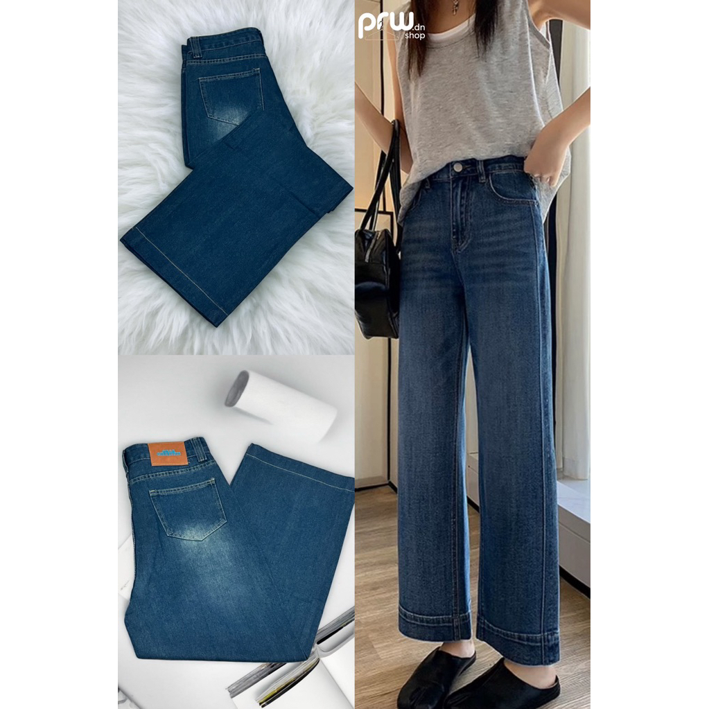 PRW.DNรุ่น#7014 กางเกงยีนส์กระบอกเอวสูงผ้าไม่ยืด ผ้าดีมาก ใส่สบายมาก