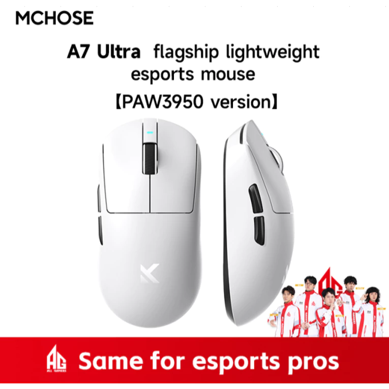 MCHOSE A7 Ultra รุ่น PAW3950 ไมโครมอทีON ขนาด 125.84x63.24x39.78 มม. น้ำหนักเบา 56g สำหรับมือกลางถึงใหญ่ รองรับ DPI 4200