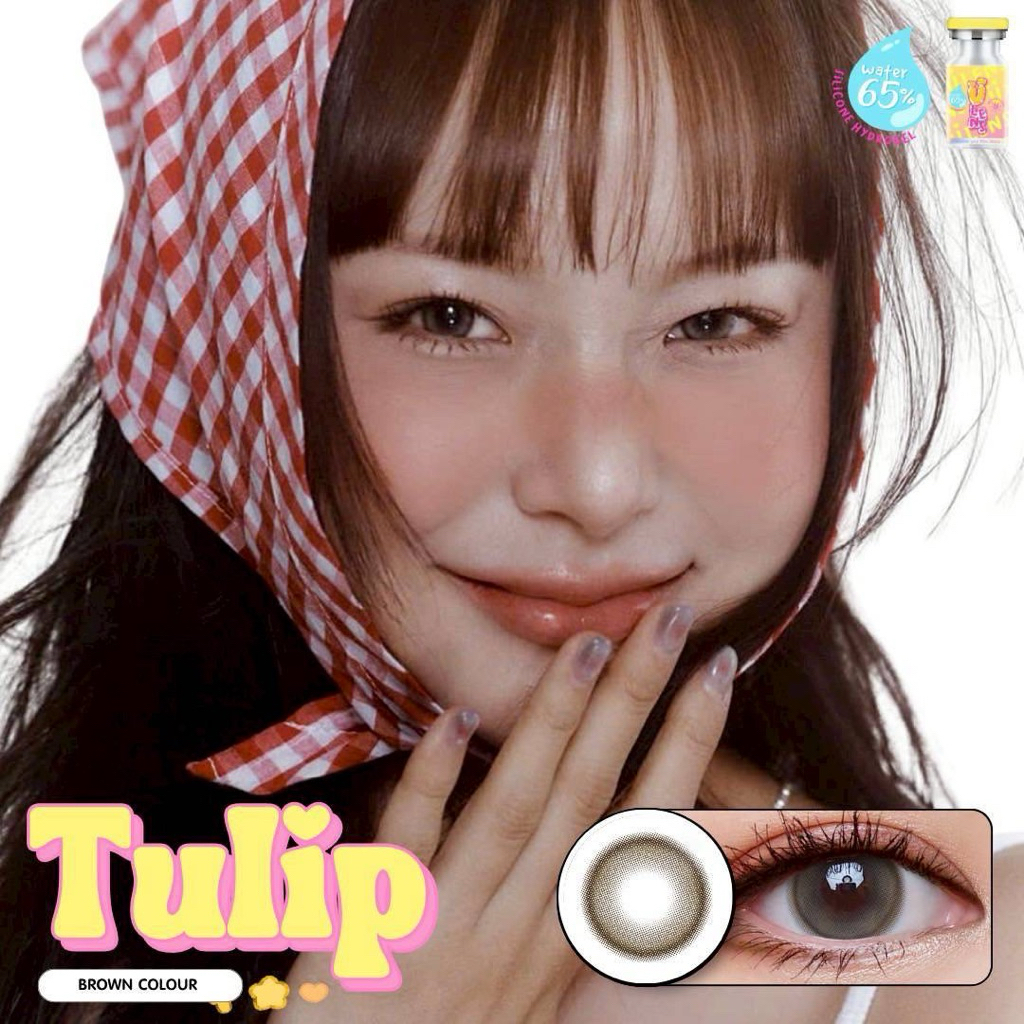 มีค่าสายตาสั้น Tulip gray brown bigeye คอนแทคเลนส์ Ulens บิ๊กอาย คอนแทคเลนส์กรองเเสง