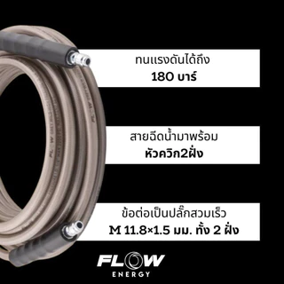 Flow Energy - FGWH สายฉีดน้ำแรงดันสูงรุ่น Grey Wild น้ำหนักเบา พกพาง่าย แบบหัวควิกสวมเร็ว 11.8 mm (1/4 หรือ 2 หุน)