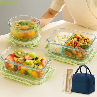 Ecoco กล่องแก้วถนอมอาหาร พร้อมกระเป๋าเก็บอุณหภูมิ กล่องอาหารกลางวัน เข้าไมโครเวฟได้ มี 4 สีให้เลือก