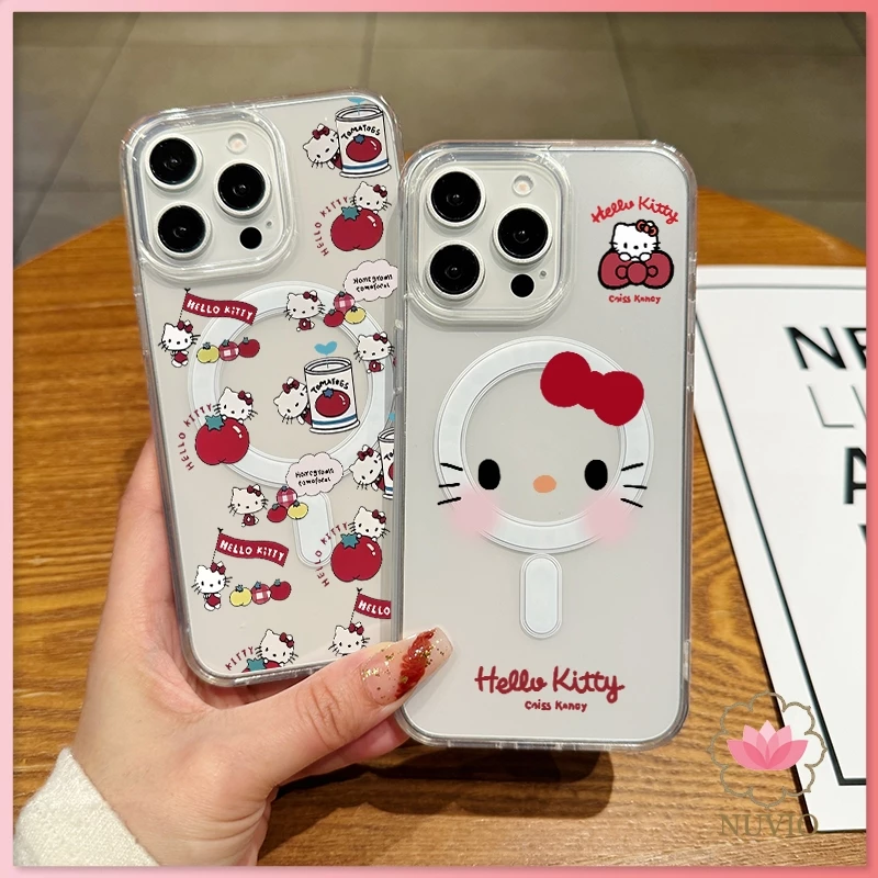 แม่เหล็ก เคสใสกันกระแทก เคสสําหรับไอโฟน 11 kitty เคสชาร์ได้ สำหรับ IPhone 17 13 11 Pro MAX 13 15 16 7Plus 14 12 xsmax