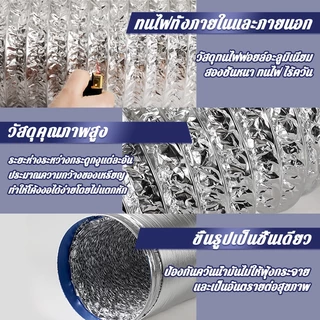 Brightever 2/5เมตร ท่อลมระบายอากาศ ท่อดูดควัน 4/6/8/10/12 นิ้ว เฟล็กซ์อ่อน ทนไฟ ทนความร้อน ทนทานต่อการใช้งาน 30 ปี