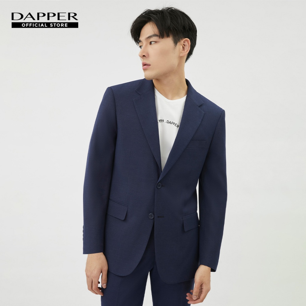 DAPPER เสื้อสูทผู้ชาย ลาย Textured ทรง Regular-Fit สีกรมท่า (SU/NA/109RSP2)