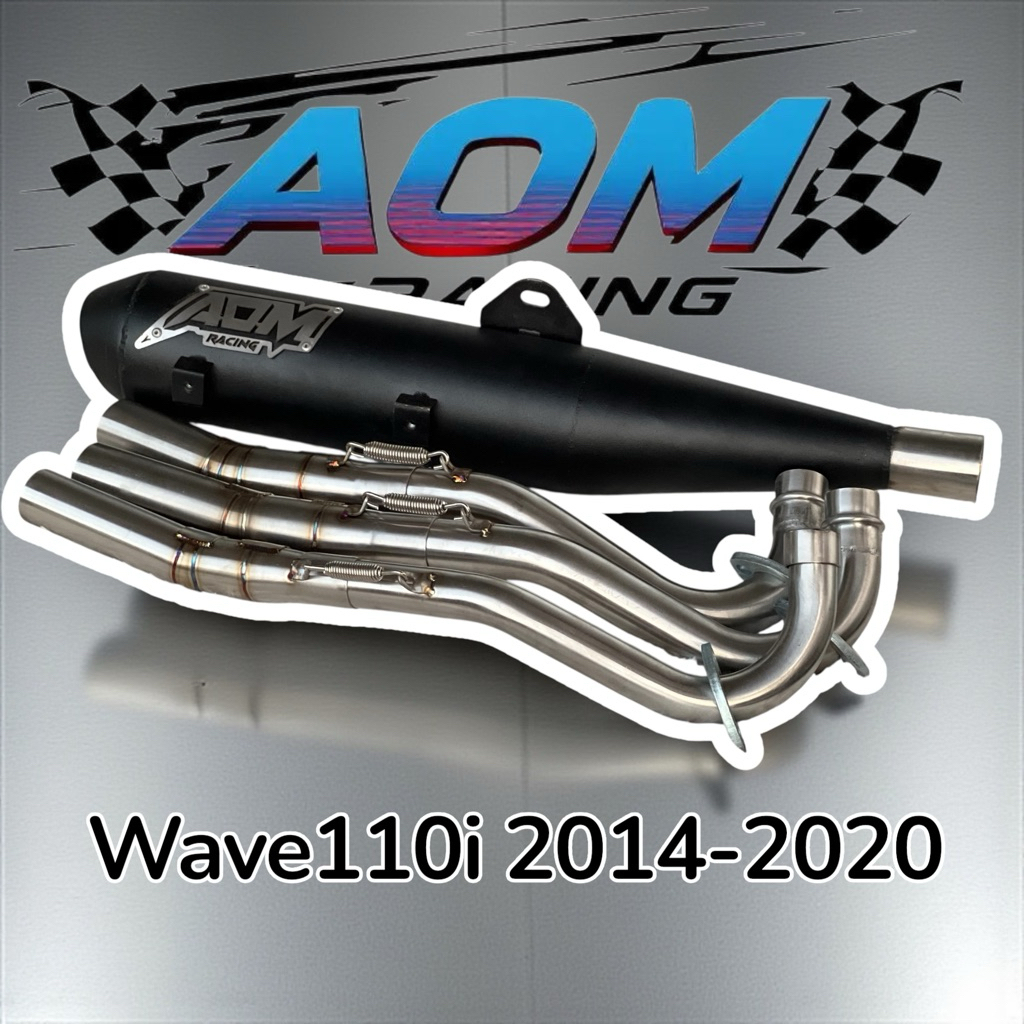 ท่อ AOM racing wave110i 2012-2020LED คอไล่ตรงสเปค ป้ายเลส