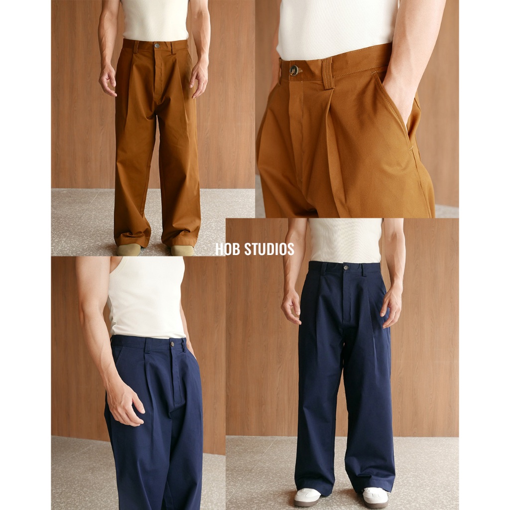 ทักแชทเก็บโค้ดลดเพิ่ม Wide-Leg Pleated Trousers in Heavy Twill