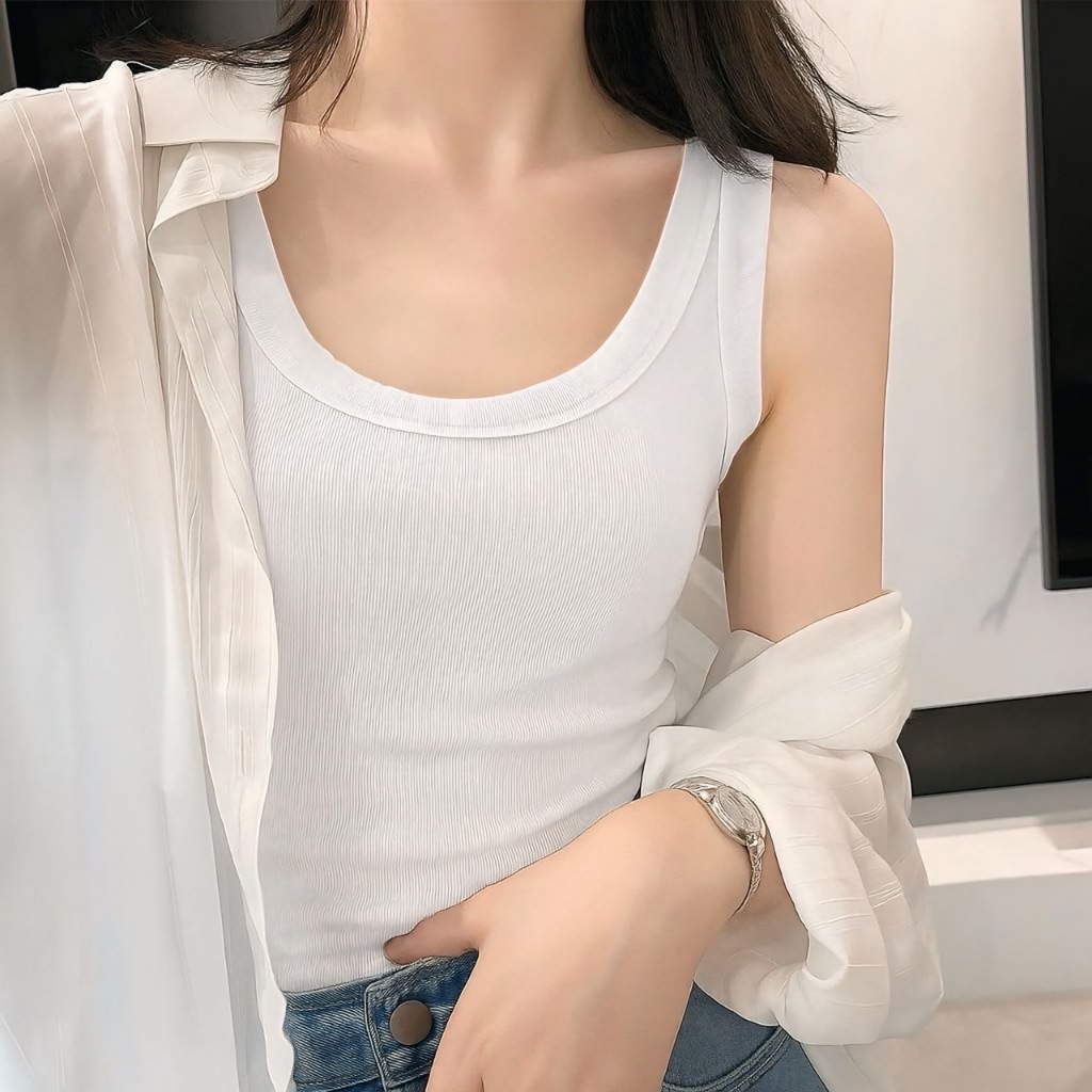 เสื้อกล้าม รุ่นไม่มีฟองน้ำ ผ้าเรย่อนใส่สบาย ทรงเข้ารูปสวย สำหรับผู้หญิง เสื้อกล้ามลำลอง สินค้าพร้อมส่ง