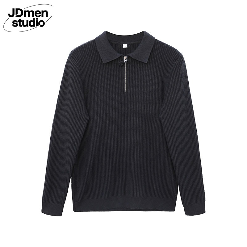 JD การส่งสินค้าท้องถิ่น COD เสื้อแขนยาวคอปกมีซิป กันหนาว ผ้าลูกฟูก