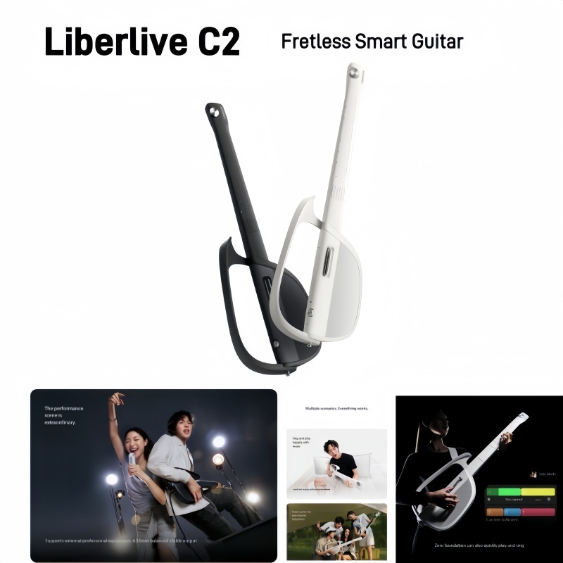 【New Arrival】liberlive C2  กีตาร์ ดีไซน์ไม่มีสายดีไซน์พับได้ระบบแพ็คเกจสไตล์ฟังก์ชั่นการเล่นและร้องประสิทธิภาพของฮาร์ดแว