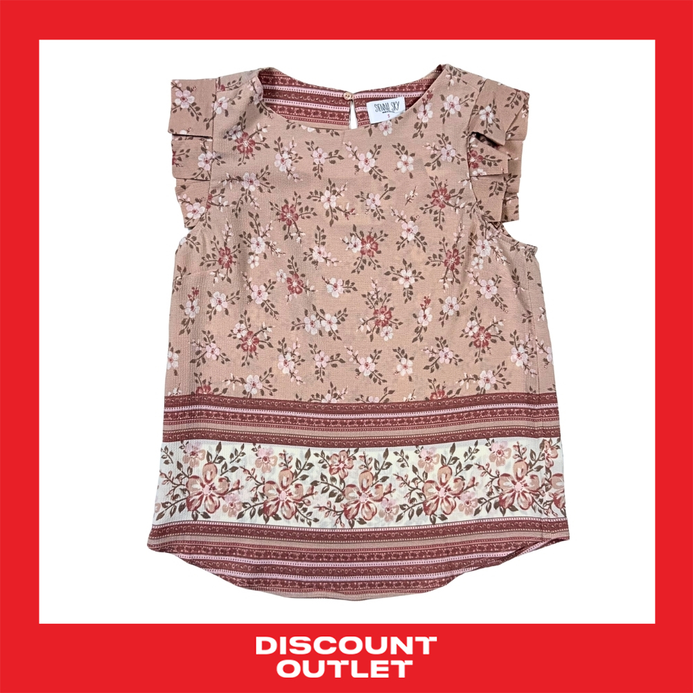 Discount Outlet  เสื้อคอปาดแขนระบาย ผ้า โพลีเอสเตอร์ 100%