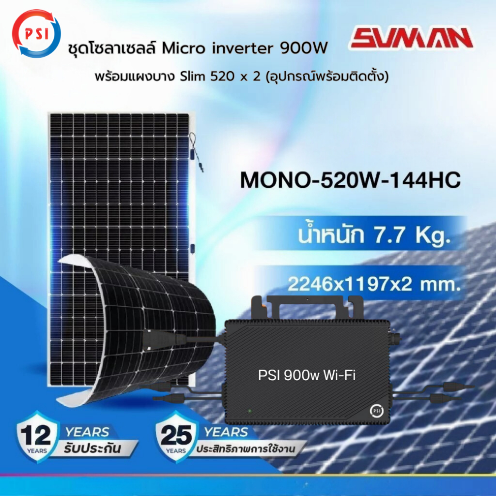 PSI Easy Plug (Micro Inverter) 900w Wi-FI ชุดโซล่าเซลล์พร้อมใช้ ลดค่าไฟได้