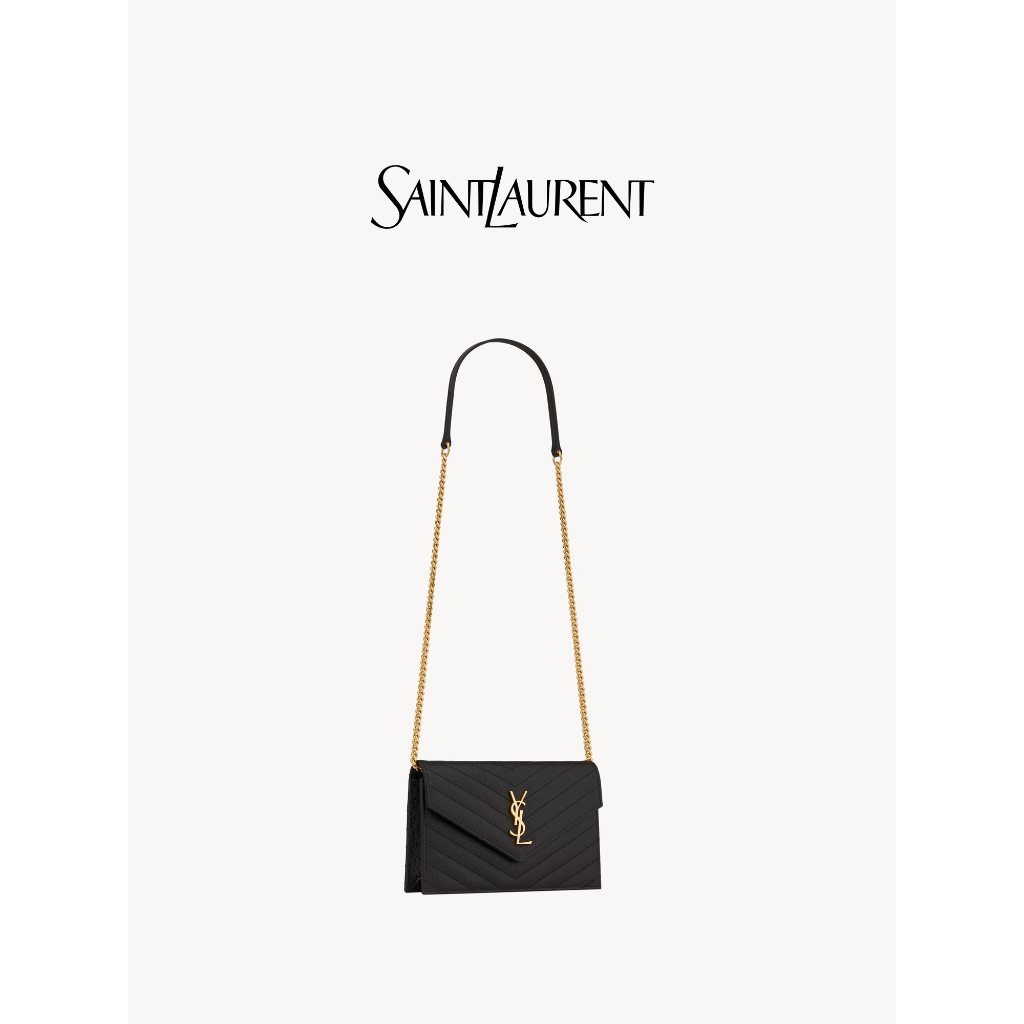 YSL/Yves Saint Laurent women's black CASSANDRE ENVELOPE chain bag ysl bag