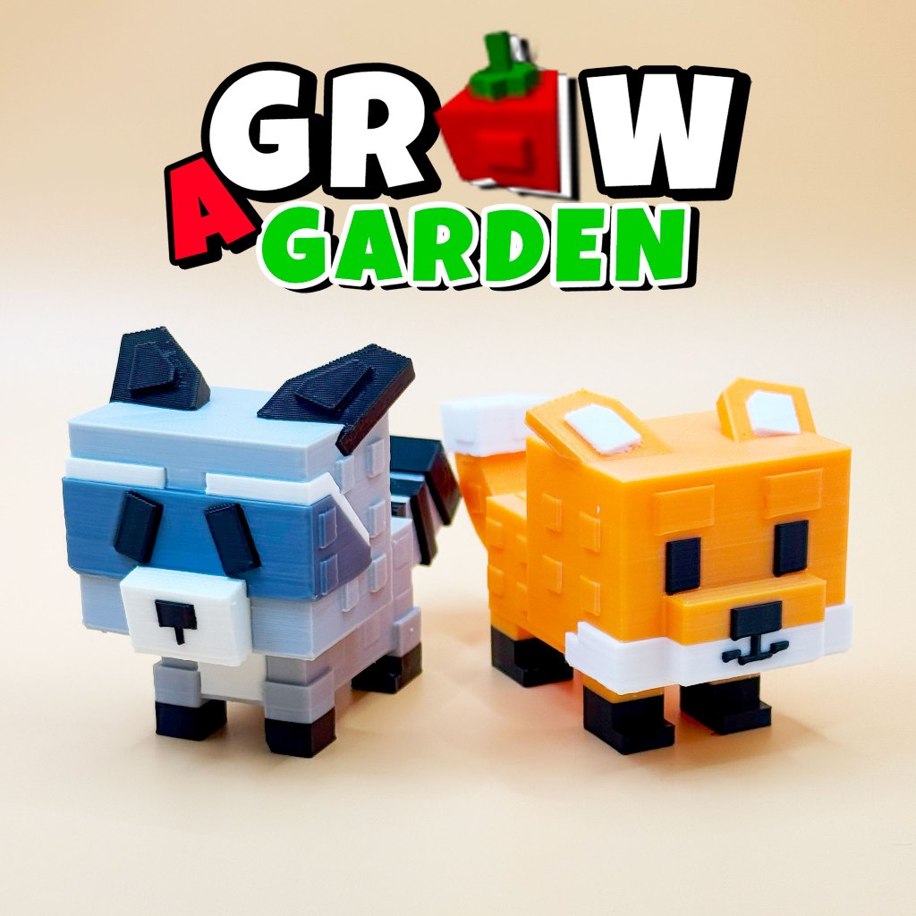 Grow a garden โมเดล แร็คคูน จิ้งจอกแดง ขนาดใหญ่ พิม 3 มิติ สวยงาม