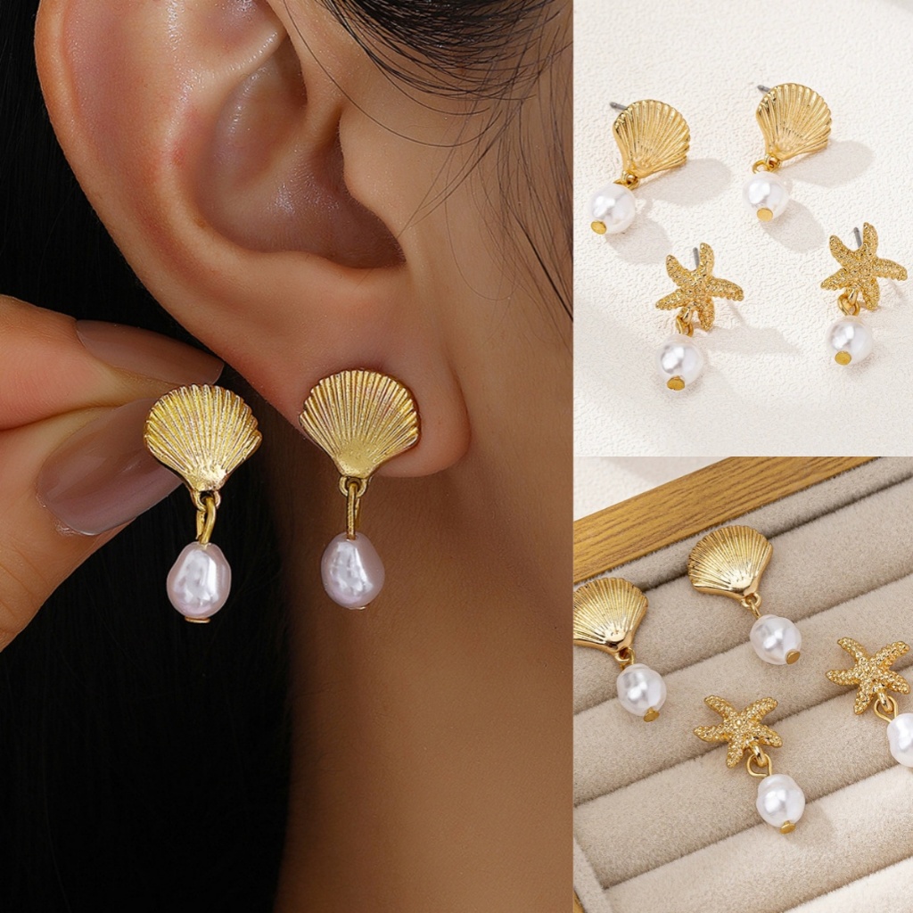 RIbbonIsland🏝️ต่างหูสตั๊ด 1 คู่ stainless สำหรับผู้หญิง ins จี้ คุณภาพสูง ต่างหูมุก แฟชั่น โบฮีเมียน มินิมอล ส่งเร็ว