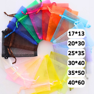 ถุงผ้าไหมแก้ว สีเยอะจุใจ ส่งเร็วมาก ถุงตะข่าย มีเชือกรูด (พร…