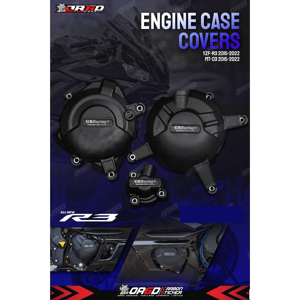 ชุดการ์ดแคร้ง ซ้าย-ขวา+ปั้มน้ำ (สำหรับ R3 2015-2018/R3New 2018-2023)(สีดำ)