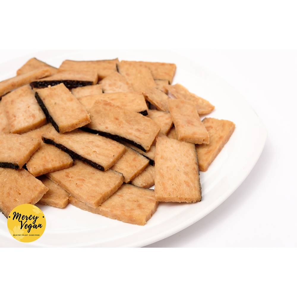 ปลาเค็มแผ่นเจ จากพืช Mercy Vegan อาหารเจแช่แข็ง มังสวิรัติ Plant based Vegan Salted Fish Half Piece