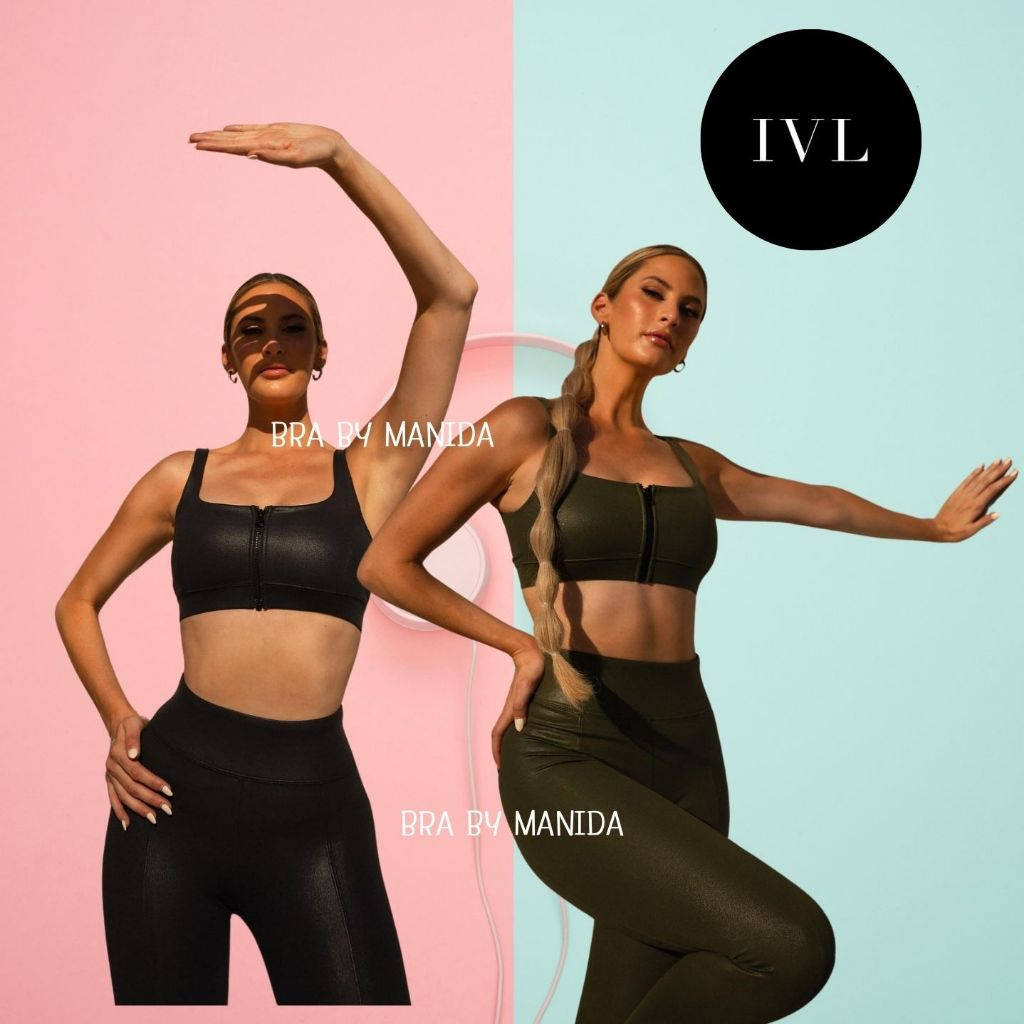 🖤 IVL Collective แท้ -Faux Leather Zip Front Sports Bra -หนังเทียม สไตล์เท่ หรูเหมาะใส่ฟิตเนสแล้วต่อด้วยลุคออกไปแฮงก์เอา