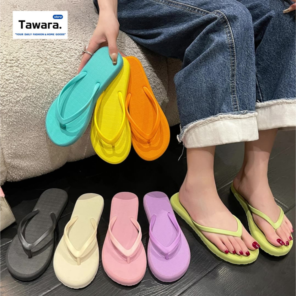 SE-115 รองเท้าแตะหูหนีบ รองเท้าลำลองผู้หญิง สีพาสเทล สดใส พื้นนิ่ม รองเท้าแฟชั่น ยอดฮิต แข็งแรง ใส่สบาย มี 8 สี