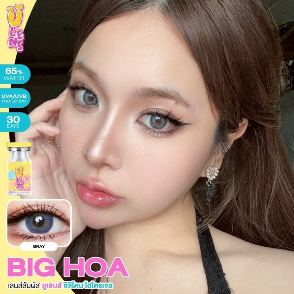 คอนแทคเลนส์ Big Hoa มีสี เทา/ตาล Gray/Brown มีค่าสายตา (0.00)-(-10.00) บิ๊กอาย ตาโต ไฮโดรเจล