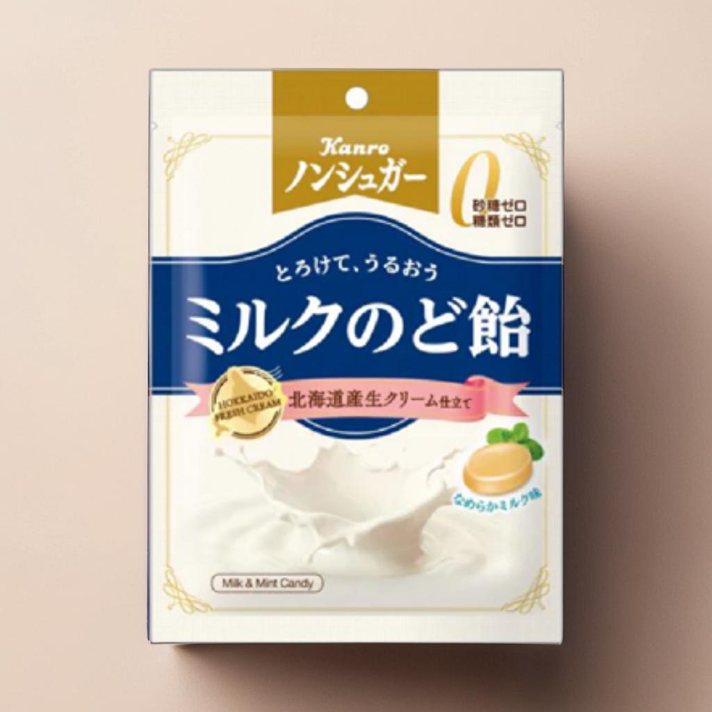 Kanro Non-Sugar Milk Throat Candy ลูกอมอมคอสูตรนม ไร้น้ำตาล 72g(นำเข้าจากญี่ปุ่น)