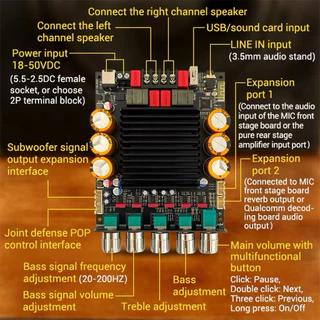 ZK-SUB600 แอมป์ขับเสียงกลาง DC 18-50V Tpa3255 2.0 + ช่อง 300W + 300W