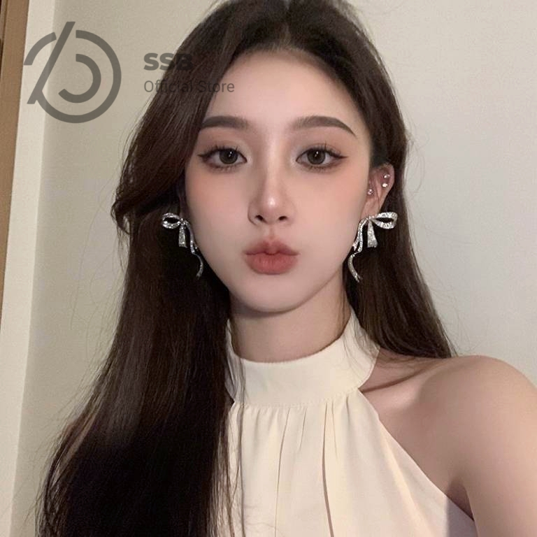 SSB ต่างหูโบว์หรู สไตล์มินิมอลไม่ฉูดฉาด ใส่ในงานสำคัญ ของขวัญสุดเพอร์เฟค B018