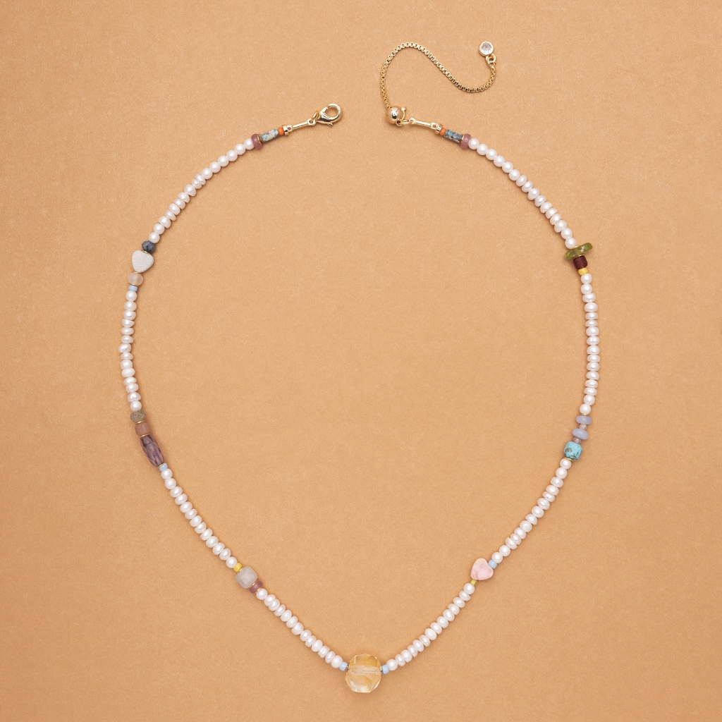 MOMMYS & ME MIX STONE  NECKLACE-สร้อยคอไข่มุก