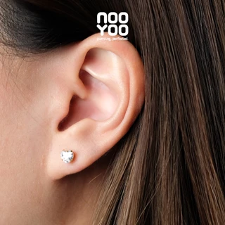 NooYoo ต่างหูสำหรับผิวแพ้ง่าย Cubic Zirconia 5x5 mm Heart