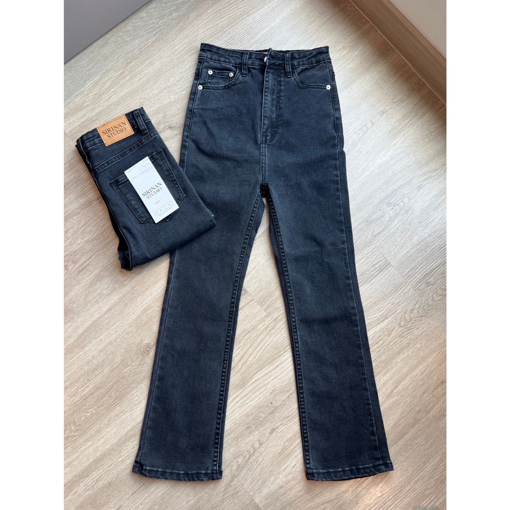 SIRINAN studio ขาม้าน้อยเต่อ ยาว 37 นิ้ว เอวสูงเก็บหุ่นดีมาก สีดำฟอก ผ้ายืดกระชับใส่สบายสุดๆ - รูปที่ 4