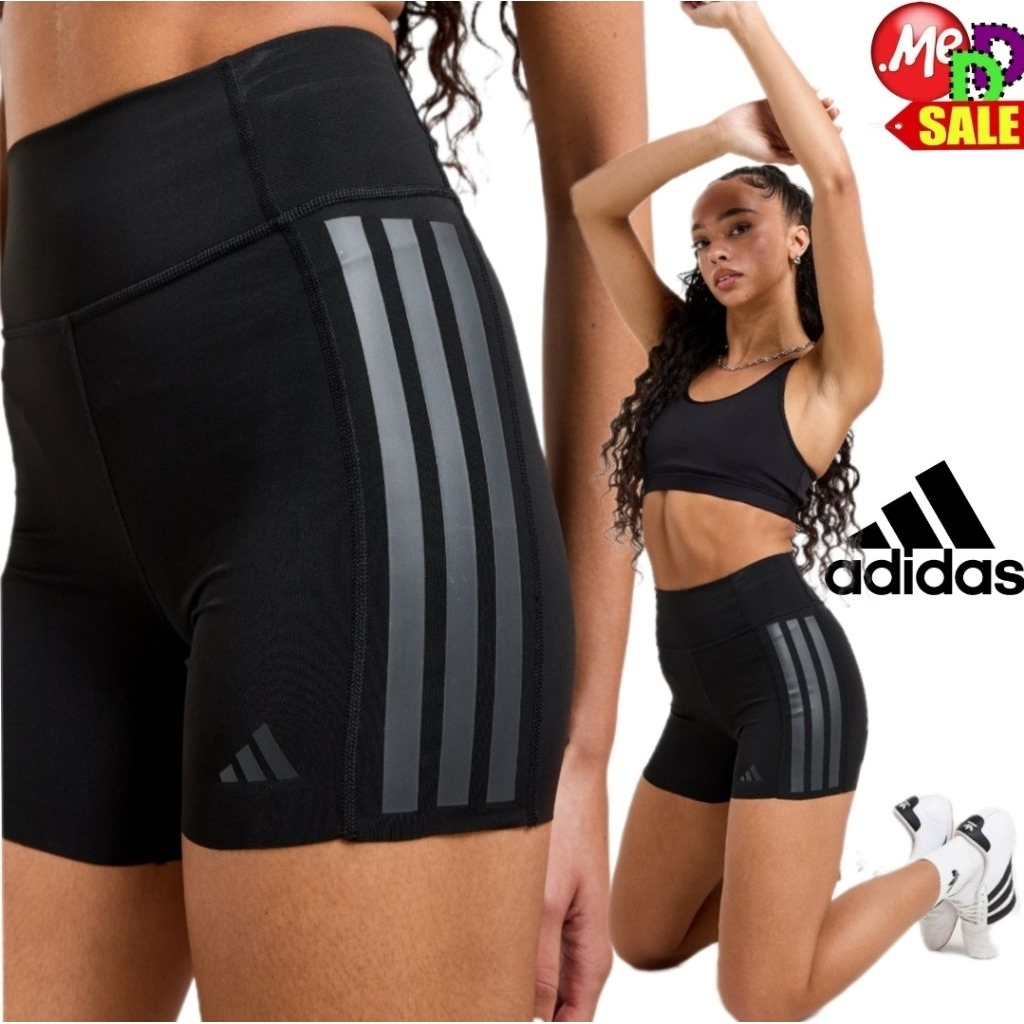 Adidas - ใหม่ กางเกงรัดรูปเทรนนิ่ง เอวสูง Adidas Optime 3-Stripe Short IK5480 JG6144 IK5482 JP2476 J
