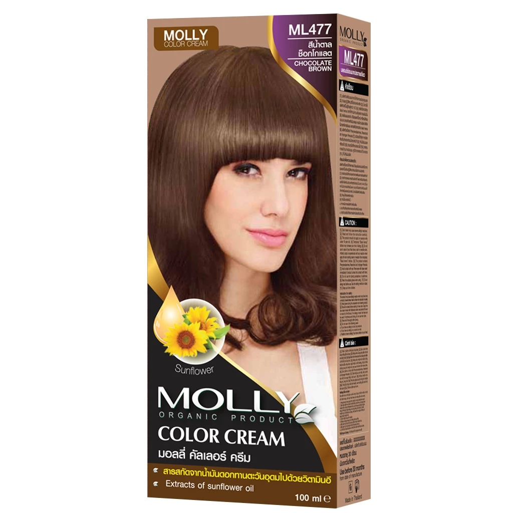 Molly Color Cream ML477 มอลลี่ ครีมย้อมสีผม สีน้ำตาลช็อกโกแลต