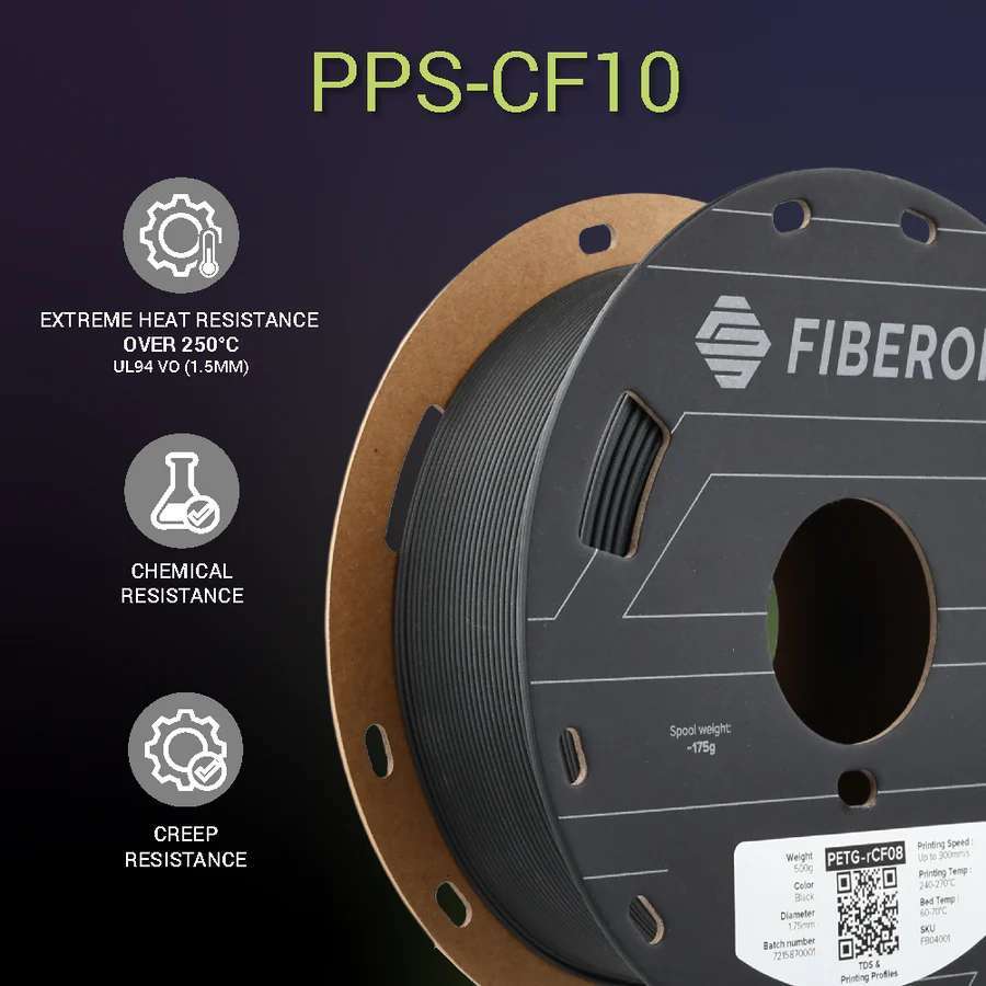 Fiberon PPS-CF10 เส้นพิมพ์สามมิติ Polymaker PPS ผสม Carbon Fiber 3D Filament 500g 1.75mm