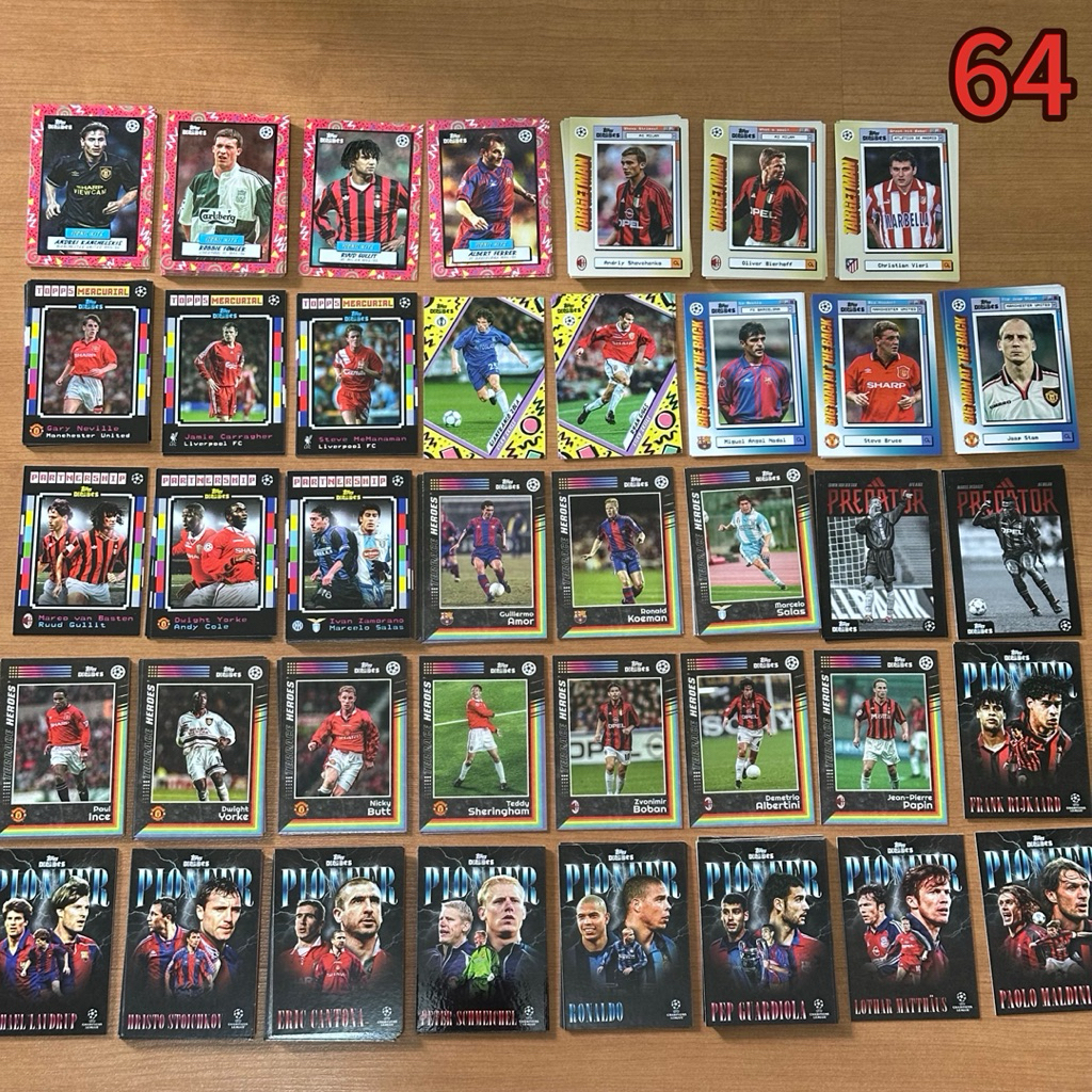 การ์ดสะสมฟุตบอล ชุดตำนานสโมสรชั้นนำ United Liverpool Inter Milan Barcelona เช่น Cantona Ronaldo Giggs Pep Maldini Fowler
