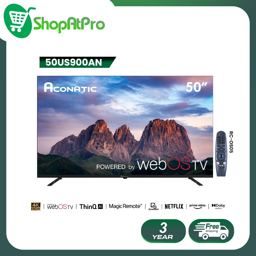 Aconatic ทีวี 50 นิ้ว LED 4K HDR WebOS TV (Wee 2.0) รุ่น 50US900AN Smart TV ระะบบปฏิบัติการ WebOS