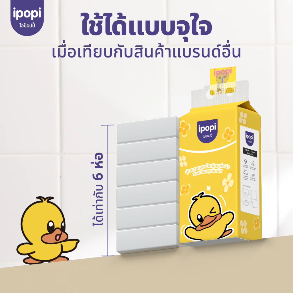 [แพ็ค6ห่อ] ipopi ทิชชู่แบบดึงแขวนผนัง หนานุ่ม ซึมซับน้ำ กระดาษทิชชู่ หนา4ชั้น 800แผ่น/ห่อ thumbnail 3