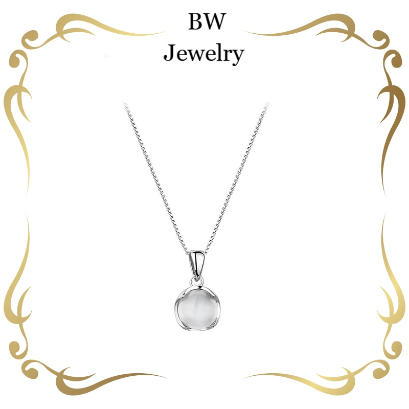 BWjewerly สร้อยคอจี้หยกสีขาว สร้อยคอเรียบง่าย เครื่องประดับ Ins เครื่องประดับ Ins ของผู้หญิง